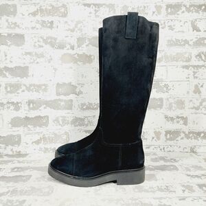 NEW Stuart Weitzman Henley Black Suede Pull on Knee High Boots F574